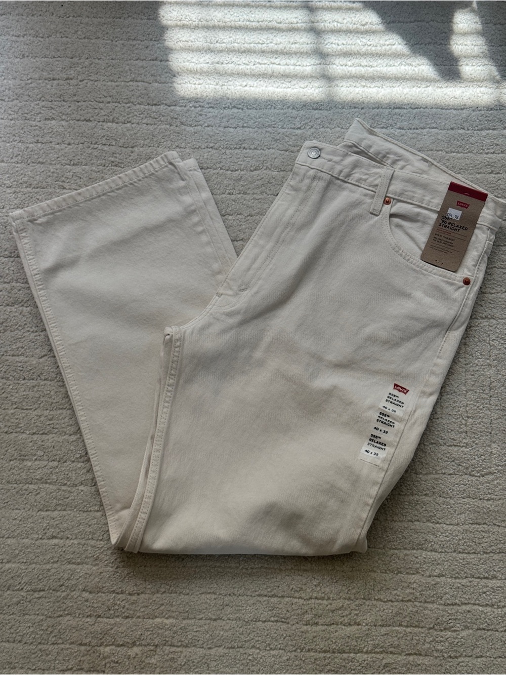 Levi's Off-White 555 Straight Jeans